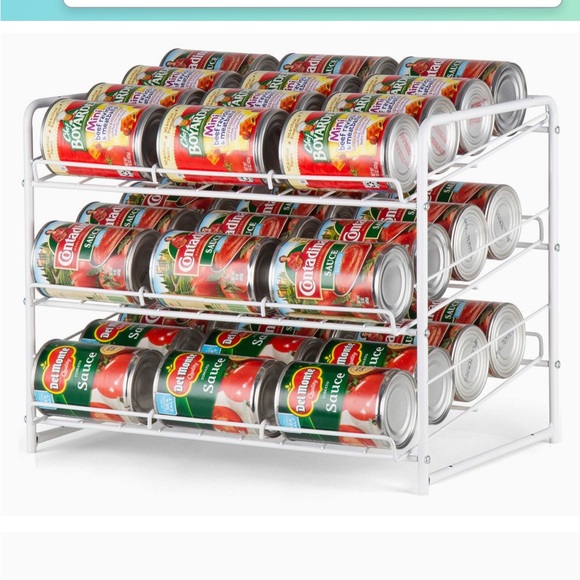 Stackable 3-Tier Can Rack Organizer/Color White/Material Metal - Picture 8 of 8